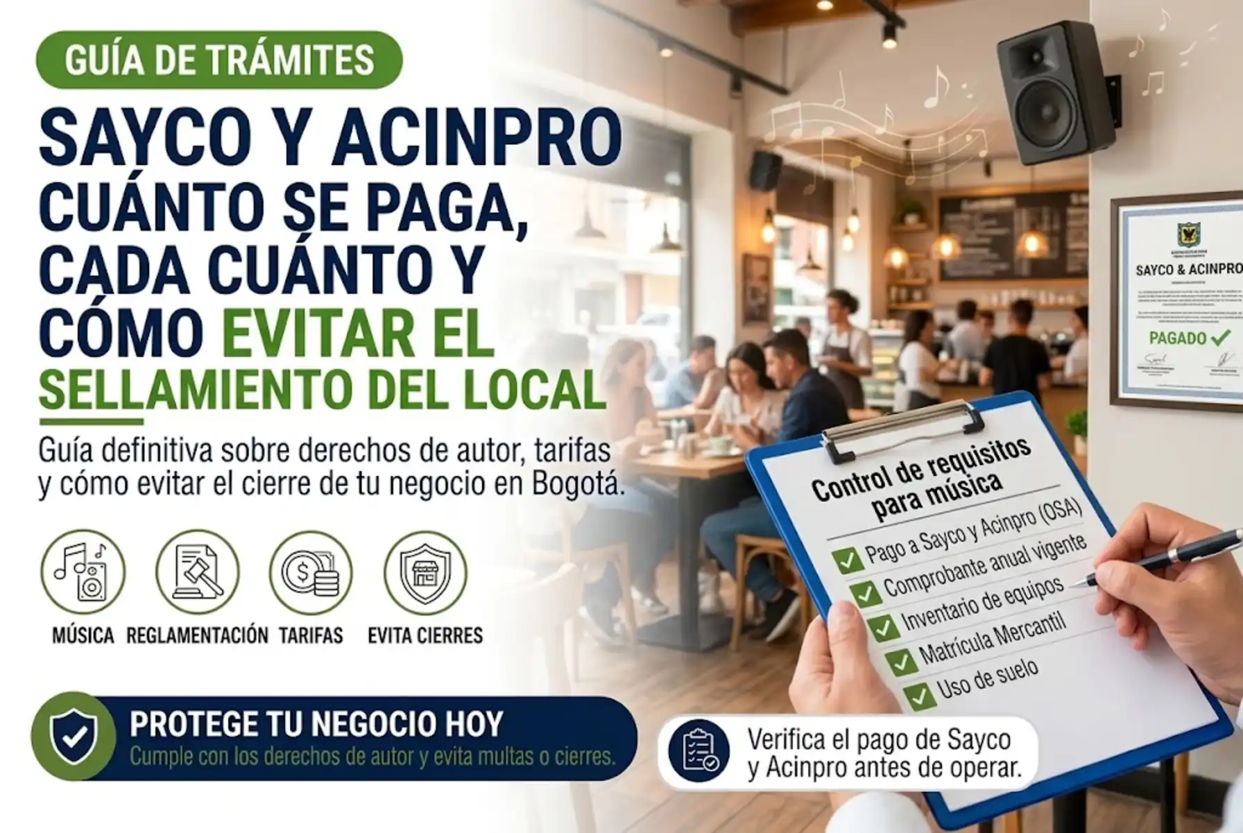 Sayco y Acinpro: Cuánto se Paga, Cada Cuánto y Cómo Evitar el Sellamiento del local en Bogotá