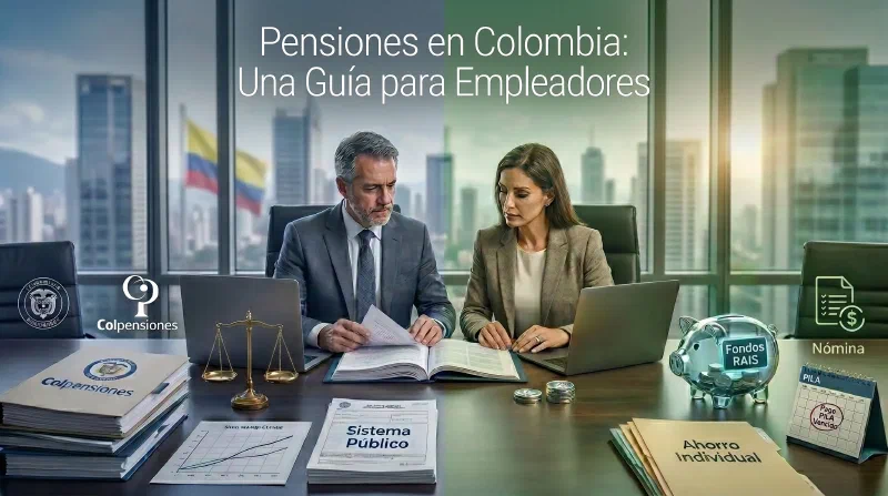 Sistema pensional en Colombia para empleadores: comparación entre Colpensiones (RPM) y fondos privados (RAIS), con obligaciones de aportes y seguridad social.
