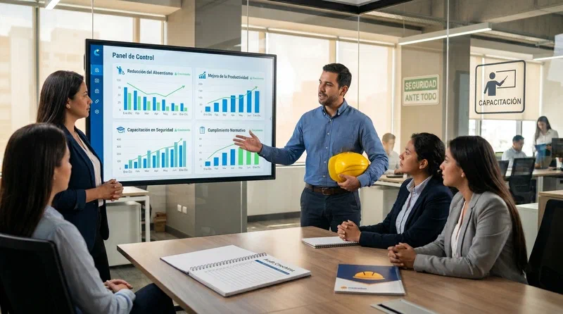 Personal de Recursos Humanos brindando una capacitación a sus nuevos colaboradores acerca de La cobertura que ofrece la ARL mientras se esta laborando en la empresa